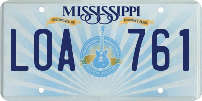 MS license plate LOA761