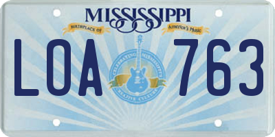 MS license plate LOA763