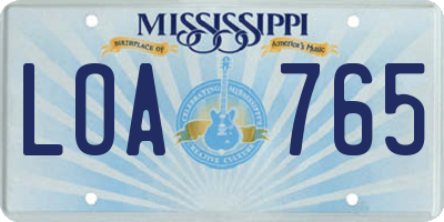 MS license plate LOA765