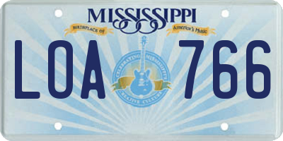 MS license plate LOA766