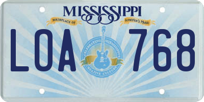 MS license plate LOA768