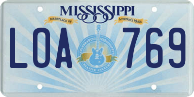 MS license plate LOA769