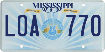 MS license plate LOA770