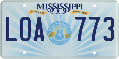 MS license plate LOA773