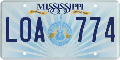 MS license plate LOA774