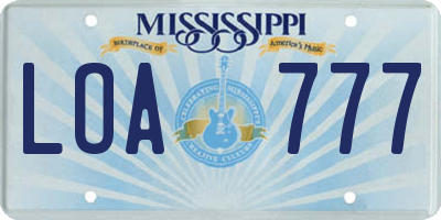 MS license plate LOA777