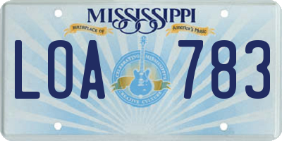 MS license plate LOA783
