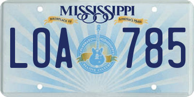 MS license plate LOA785