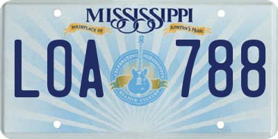 MS license plate LOA788