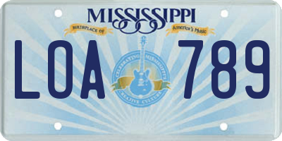 MS license plate LOA789