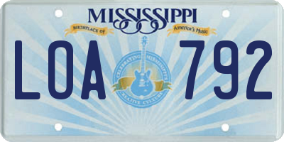 MS license plate LOA792
