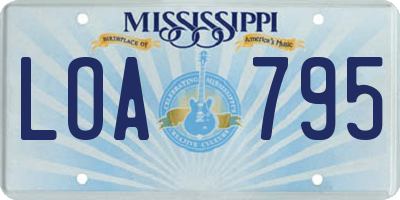 MS license plate LOA795