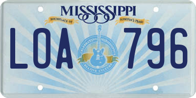 MS license plate LOA796