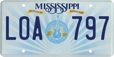 MS license plate LOA797