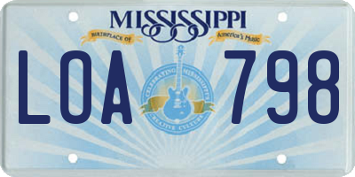 MS license plate LOA798