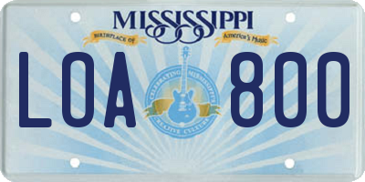 MS license plate LOA800