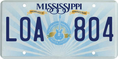 MS license plate LOA804