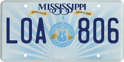 MS license plate LOA806
