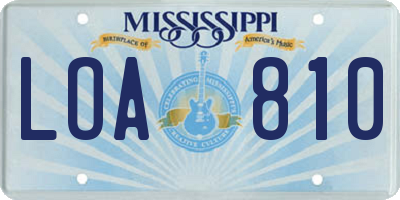 MS license plate LOA810