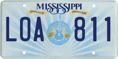 MS license plate LOA811