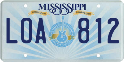MS license plate LOA812