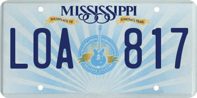 MS license plate LOA817