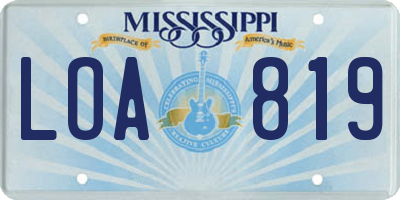 MS license plate LOA819