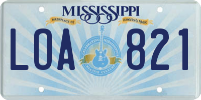 MS license plate LOA821