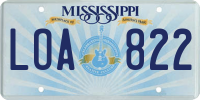 MS license plate LOA822