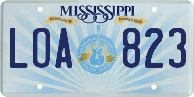 MS license plate LOA823