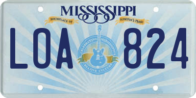 MS license plate LOA824