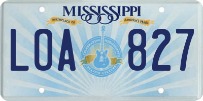 MS license plate LOA827