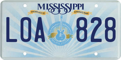 MS license plate LOA828