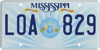 MS license plate LOA829