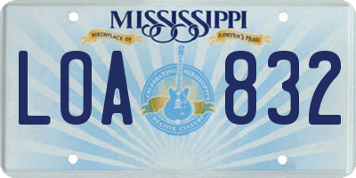 MS license plate LOA832