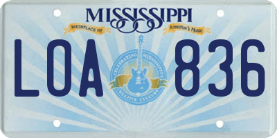 MS license plate LOA836