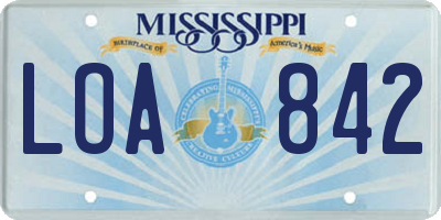 MS license plate LOA842