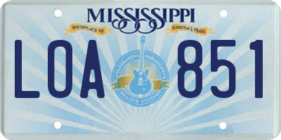 MS license plate LOA851