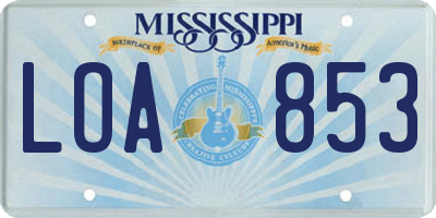 MS license plate LOA853
