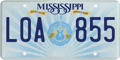 MS license plate LOA855