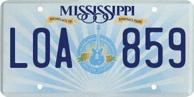 MS license plate LOA859