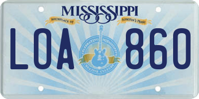 MS license plate LOA860