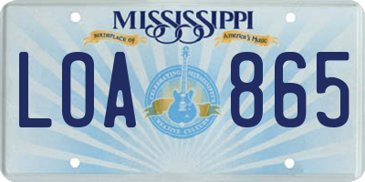 MS license plate LOA865