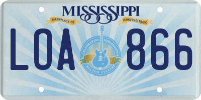 MS license plate LOA866