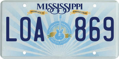 MS license plate LOA869