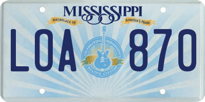 MS license plate LOA870