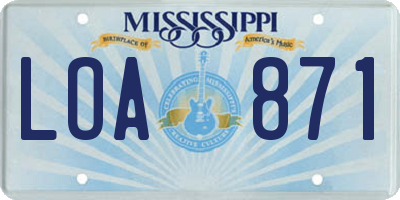 MS license plate LOA871