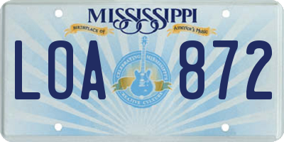 MS license plate LOA872