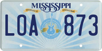 MS license plate LOA873