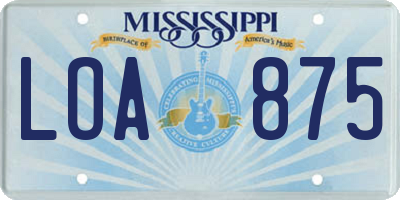 MS license plate LOA875
